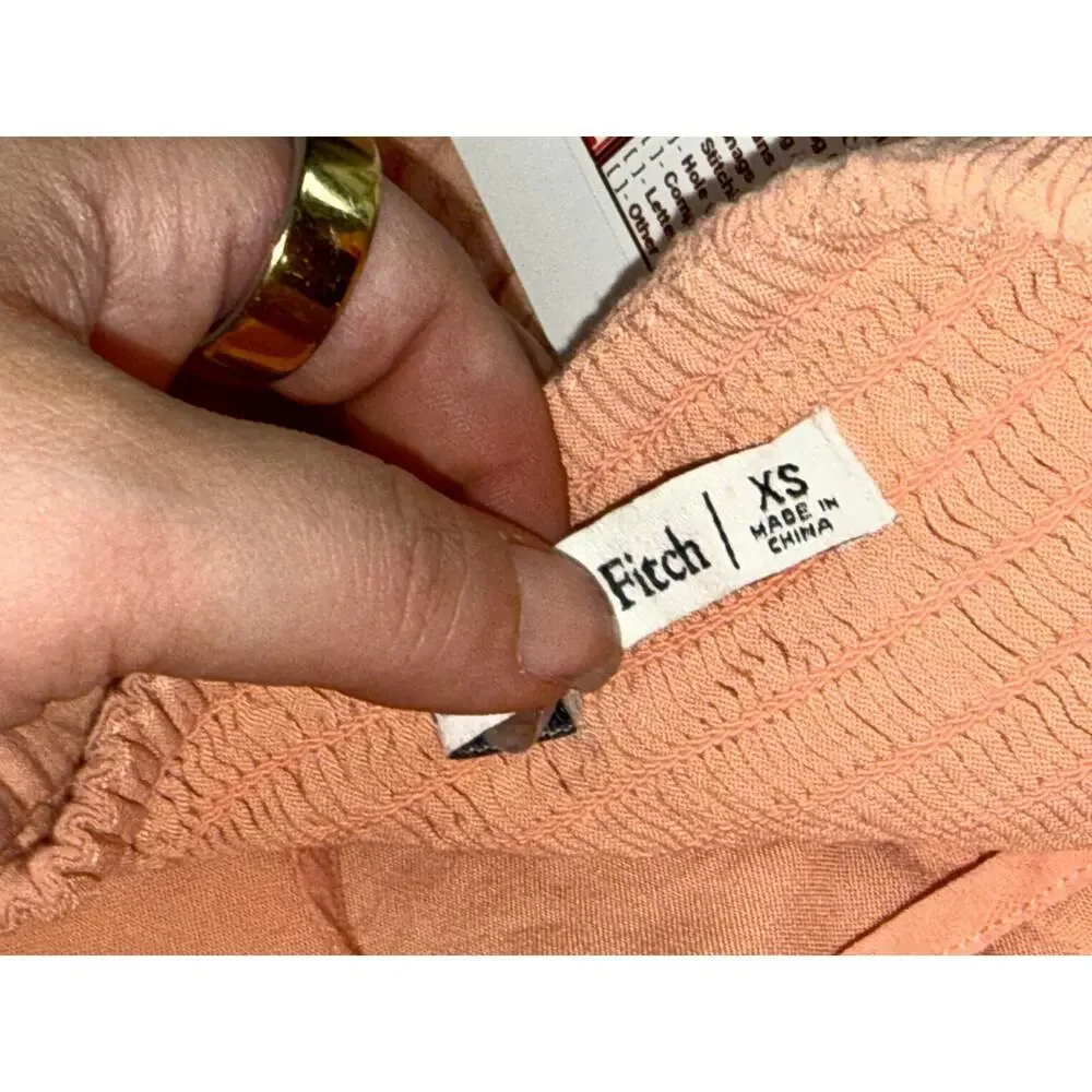 Abercrombie & Fitch Peach Cotton Smocked Tiered Maxi Halter Dress Women Size XS